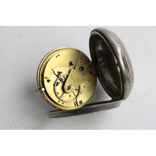 46 - Antique Gents .925 STERLING SILVER Open Faced Fusee POCKET WATCH Key-Wind (133g)