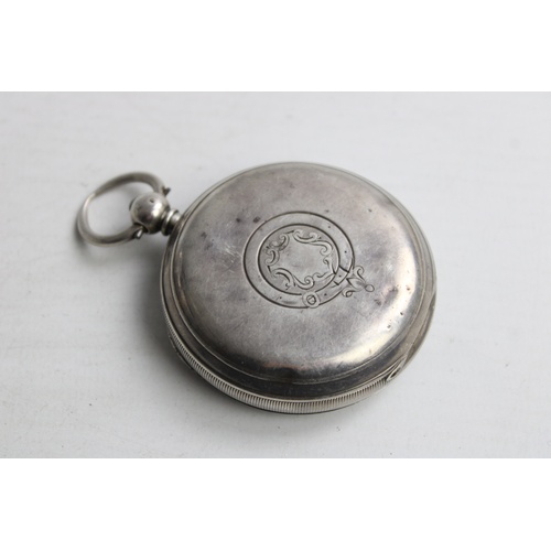 46 - Antique Gents .925 STERLING SILVER Open Faced Fusee POCKET WATCH Key-Wind (133g)