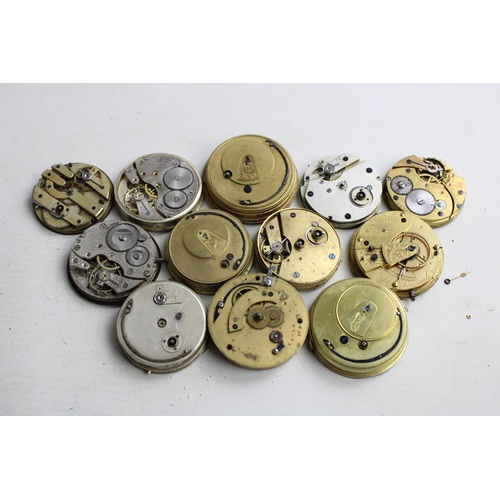 47 - 12 x Antique / Vintage POCKET WATCH MOVEMENTS w/ Dials Key & Hand-Wind Inc Fusee