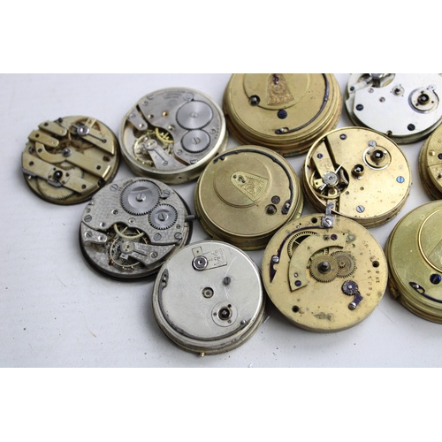 47 - 12 x Antique / Vintage POCKET WATCH MOVEMENTS w/ Dials Key & Hand-Wind Inc Fusee