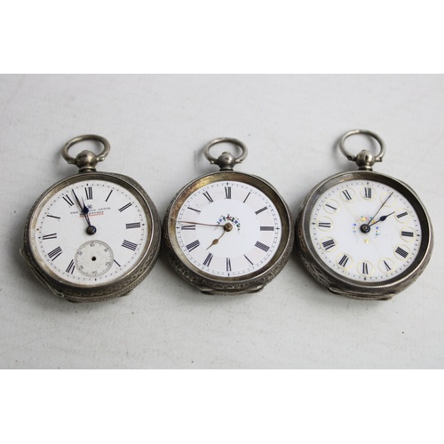 48 - 3 x Vintage Ladies .935 & .925 STERLING SILVER Fob WATCHES Key-Wind (134g)