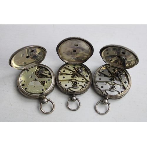 48 - 3 x Vintage Ladies .935 & .925 STERLING SILVER Fob WATCHES Key-Wind (134g)