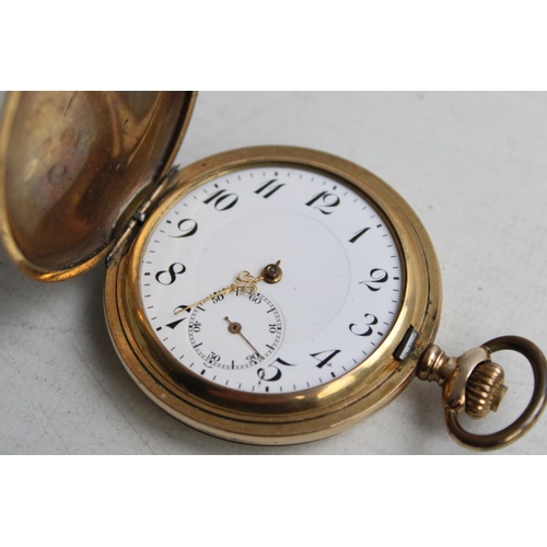 53 - Vintage Gents ROLLED GOLD Full Hunter POCKET WATCH Hand-Wind (99g)