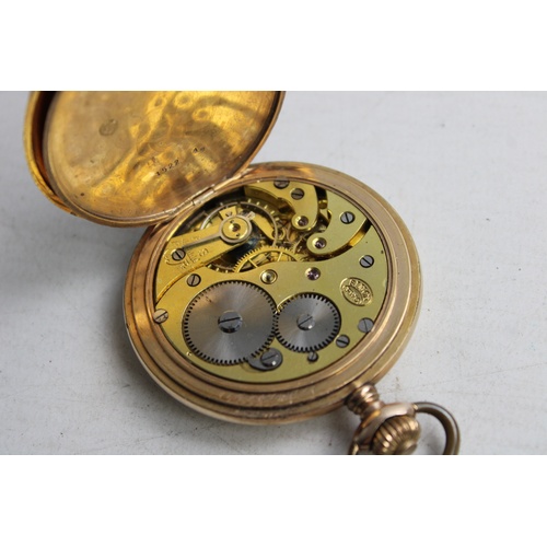 53 - Vintage Gents ROLLED GOLD Full Hunter POCKET WATCH Hand-Wind (99g)