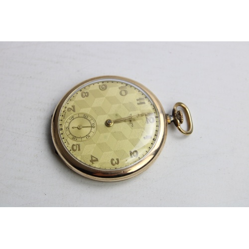 65 - Vintage TEMPO Rolled Gold POCKET WATCH Hand-Wind WORKING w/ Swiss 15 Jewel (59g)