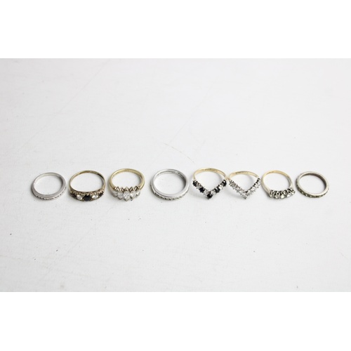 66 - 8 x .925 Sterling Silver RINGS inc. Gold On Silver, CZ, Wishbone (20g)