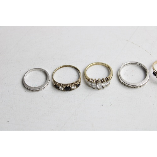 66 - 8 x .925 Sterling Silver RINGS inc. Gold On Silver, CZ, Wishbone (20g)