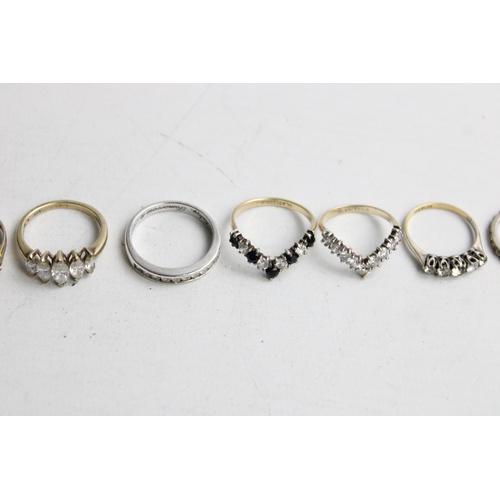 66 - 8 x .925 Sterling Silver RINGS inc. Gold On Silver, CZ, Wishbone (20g)