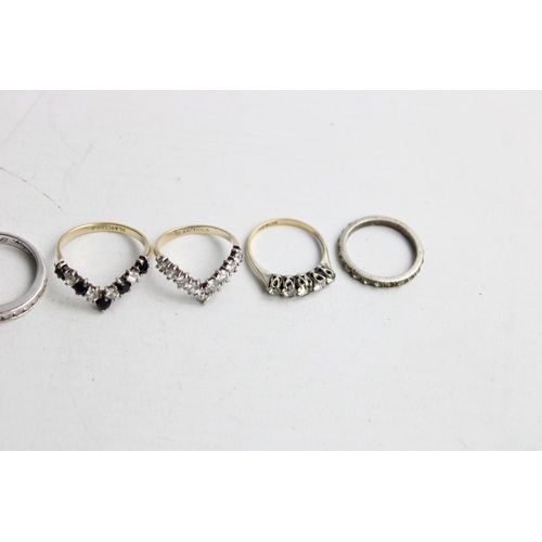 66 - 8 x .925 Sterling Silver RINGS inc. Gold On Silver, CZ, Wishbone (20g)