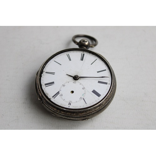 74 - Antique Gents .925 STERLING SILVER Pocket Watch Key-Wind Maker C Eisenberg 133g