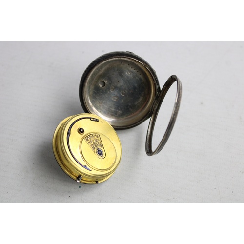 74 - Antique Gents .925 STERLING SILVER Pocket Watch Key-Wind Maker C Eisenberg 133g