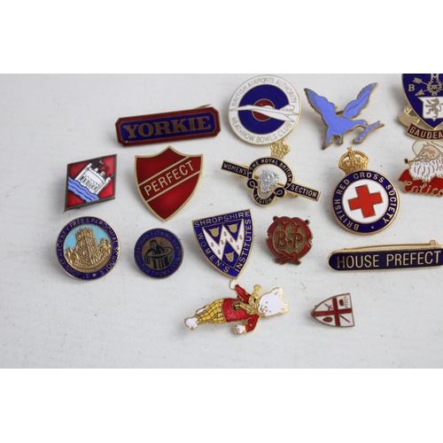 83 - 20 Assorted Vintage ENAMEL BADGES Inc Clubs, School, Royal Etc