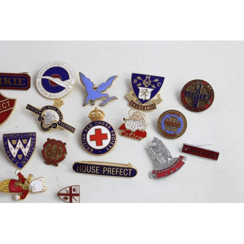 83 - 20 Assorted Vintage ENAMEL BADGES Inc Clubs, School, Royal Etc