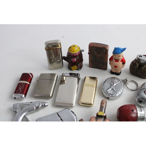 89 - 20 x Assorted Vintage Cigarette LIGHTERS Inc Novelty, Silver Tone, Pipe Etc