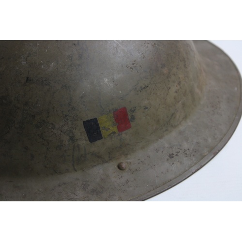 101 - Vintage WW2 Era Belgium MILITARY Steel HELMET w/ Liner & Chin Strap