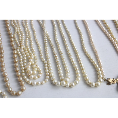 118 - 10 x Vintage .925 Sterling SILVER CLASP Faux PEARL Necklaces