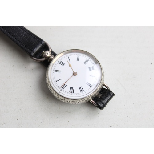 128 - 2 x Gents .935, .925 STERLING SILVER Trench Style WRISTWATCHES Key Hand-Wind 55g