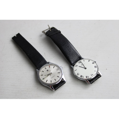 129 - 2 x Vintage Gents WRISTWATCHES Hand-Wind WORKING Inc Roamer Elegant Etc