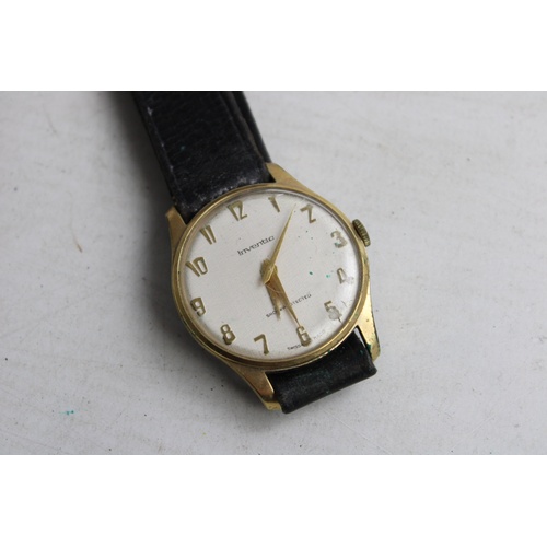 131 - 3 x Vintage Gents Gold Tone WRISTWATCHES Hand-Wind Inc Inventic Etc