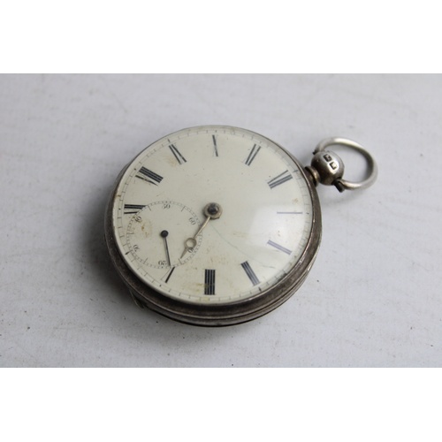 135 - Antique Gents .925 STERLING SILVER Open Faced Fusee POCKET WATCH Key-Wind (87g)