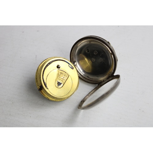 135 - Antique Gents .925 STERLING SILVER Open Faced Fusee POCKET WATCH Key-Wind (87g)