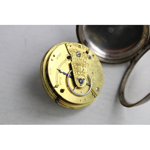 135 - Antique Gents .925 STERLING SILVER Open Faced Fusee POCKET WATCH Key-Wind (87g)