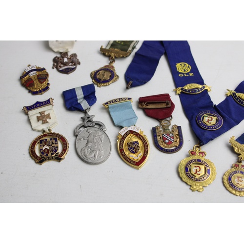 141 - 10 x Vintage MASONIC & RAOB Medals / Jewels Various Lodges Base-Metal