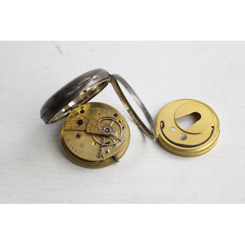 143 - Antique Gents .925 STERLING SILVER Open Faced Fusee POCKET WATCH Key-Wind (79g)