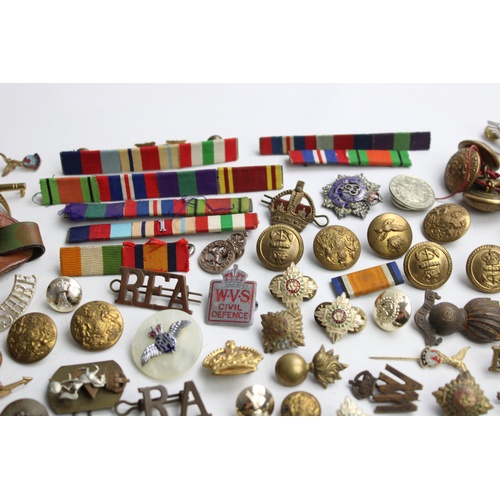 153 - Job Lot of Vintage MILITARY Badges, Buttons & Medal Ribbon Bars Inc Lapel Badges