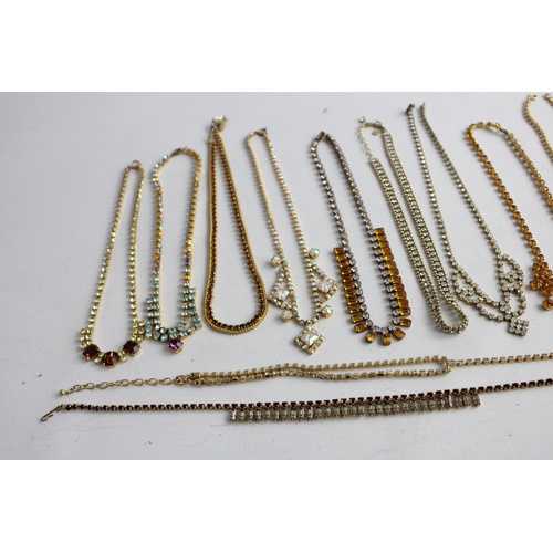 166 - 12 x True Vintage Gold Tone RHINESTONE NECKLACES inc. Statement, Sparkle