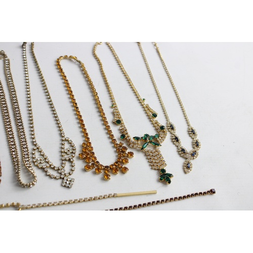 166 - 12 x True Vintage Gold Tone RHINESTONE NECKLACES inc. Statement, Sparkle