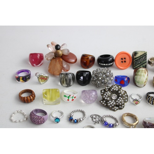 168 - 45 x Vintage & Retro RINGS inc. Statement, Plastic, Handmade, Beaded, Stretchy