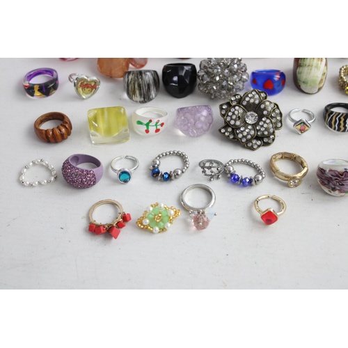 168 - 45 x Vintage & Retro RINGS inc. Statement, Plastic, Handmade, Beaded, Stretchy