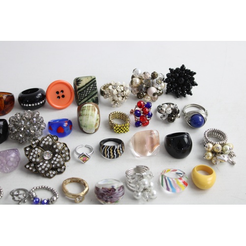 168 - 45 x Vintage & Retro RINGS inc. Statement, Plastic, Handmade, Beaded, Stretchy