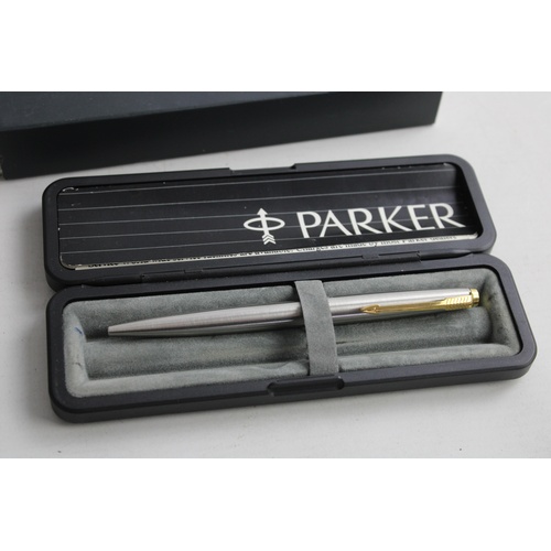 178 - 6 x Vintage / Modern PARKER Ballpoint Pens Inc Jotter, Brushed Steel, Boxed Etc