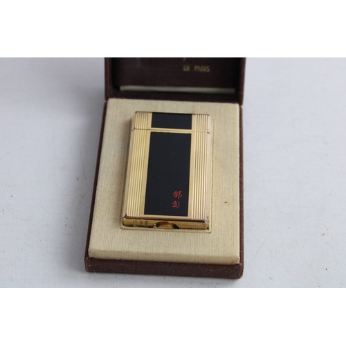 184 - Vintage ST DUPONT Paris Gold Plate Cigarette Lighter Serial -T4KU40 Boxed (101g)