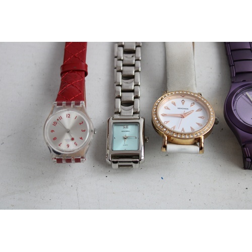 186 - 6 x Assorted Ladies Quality QUARTZ Wristwatches WORKING Inc. Seiko, Swatch Etc