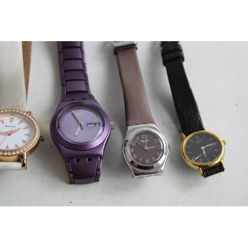 186 - 6 x Assorted Ladies Quality QUARTZ Wristwatches WORKING Inc. Seiko, Swatch Etc