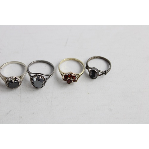 194 - 7 x .925 Sterling Silver RINGS inc. Gem Set, Wishbone, Blue John, Halo (20g)