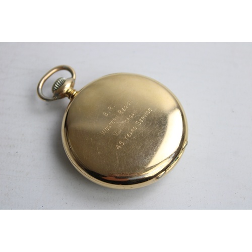 197 - Vintage Gents GARRARD Rolled Gold POCKET WATCH Hand-Wind WORKING (89g)