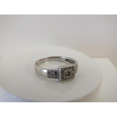 213 - ART DECO 9ct WHITE GOLD AND DIAMOND RING 2.5g, SIZE O