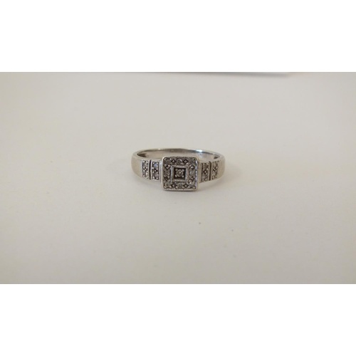 213 - ART DECO 9ct WHITE GOLD AND DIAMOND RING 2.5g, SIZE O