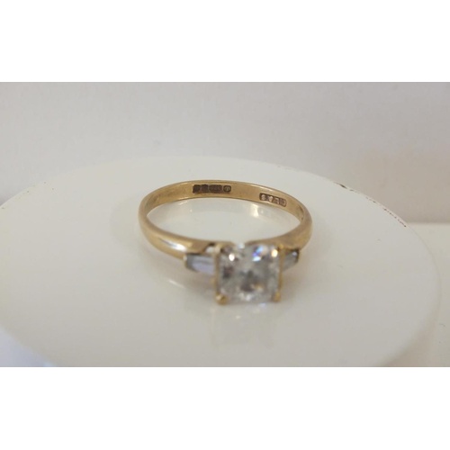 217 - 9ct GOLD WHITE ZIRCONA SOLITAIRE ENGAGEMENT RING 2g, SIZE O