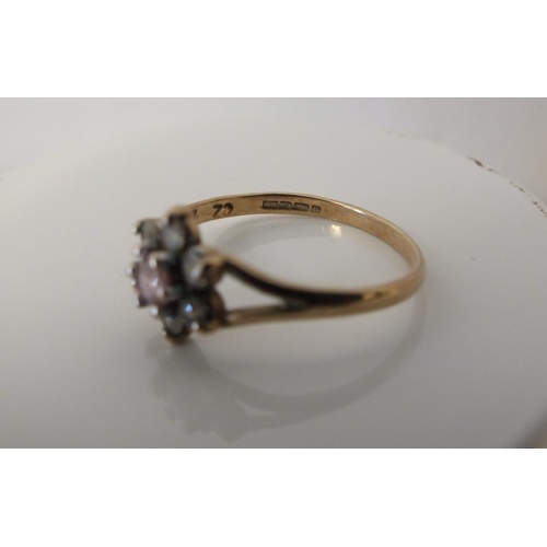 229 - 9ct GOLD CLUSTER RING 1.3g, SIZE L