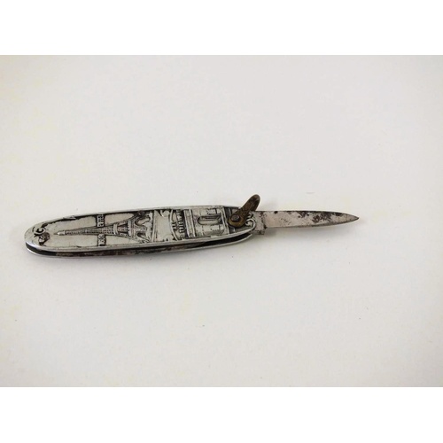 237 - VINTAGE SOUVENIR POCKET KNIFE, PARIS EIFFEL TOWER, ARC DE TRIOMPHE FRANCE