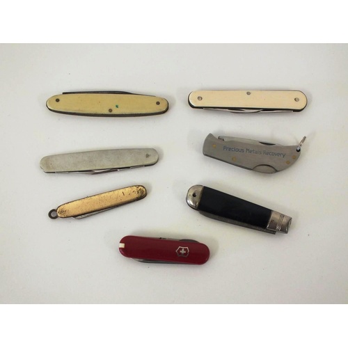 240 - 7 ADVERTISING POCKET KNIVES INCLUDES USA GOLDTAG AND FRENCH A.SARRY