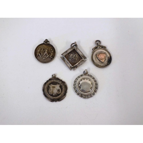 287 - FIVE VINTAGE STERLING SILVER FOBS