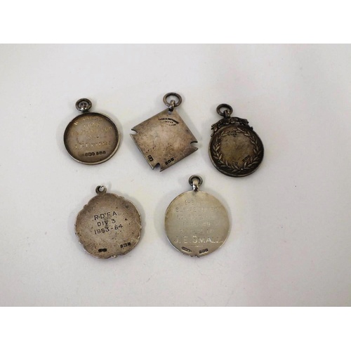 287 - FIVE VINTAGE STERLING SILVER FOBS