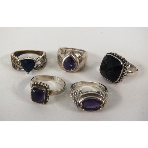 239 - FIVE VINTAGE SILVER RINGS