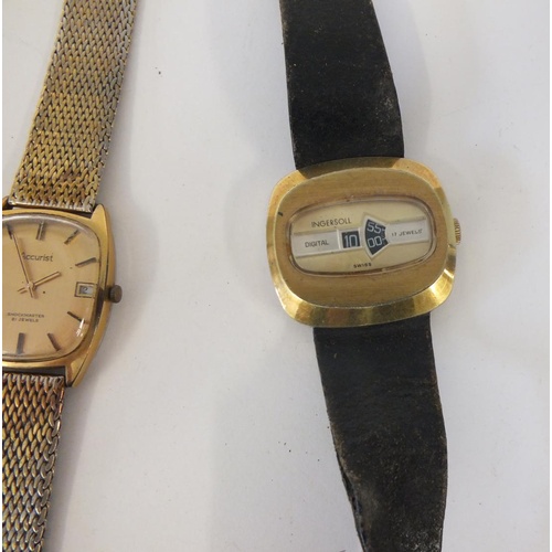 250 - TWO VINTAGE GENTS GOLD TONE WRISTWATCHES HAND WIND, FOR SPARES OR REPAIRS